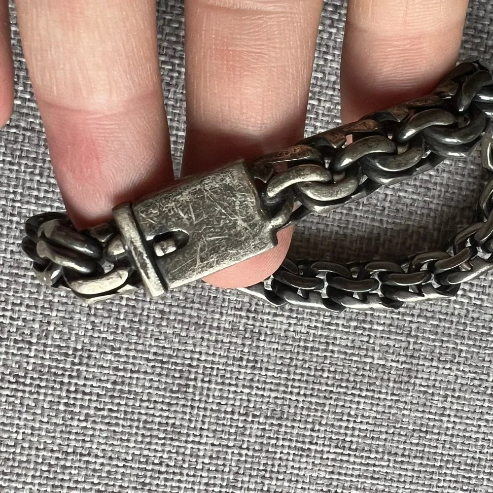 Vintage Sterling Silver Chain Bracelet 8.5in 66.6g Mexico